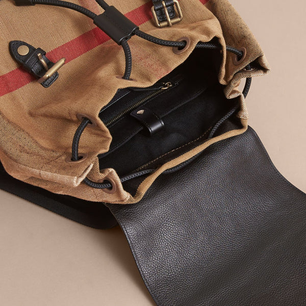 【 Burberry 】Large Rucksack in Canvas Check and Leather Brown 4052565 - covocovo